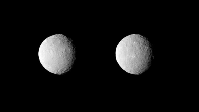 NASA's Dawn spacecraft obtained these uncropped images of dwarf planet Ceres on Feb. 19, 2015, from a distance of about 29,000 miles (46,000 kilometers) (Image from nasa.gov)